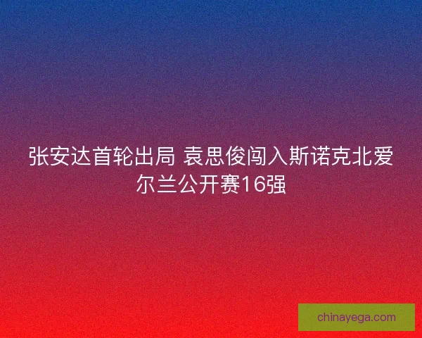 张安达首轮出局 袁思俊闯入斯诺克北爱尔兰公开赛16强
